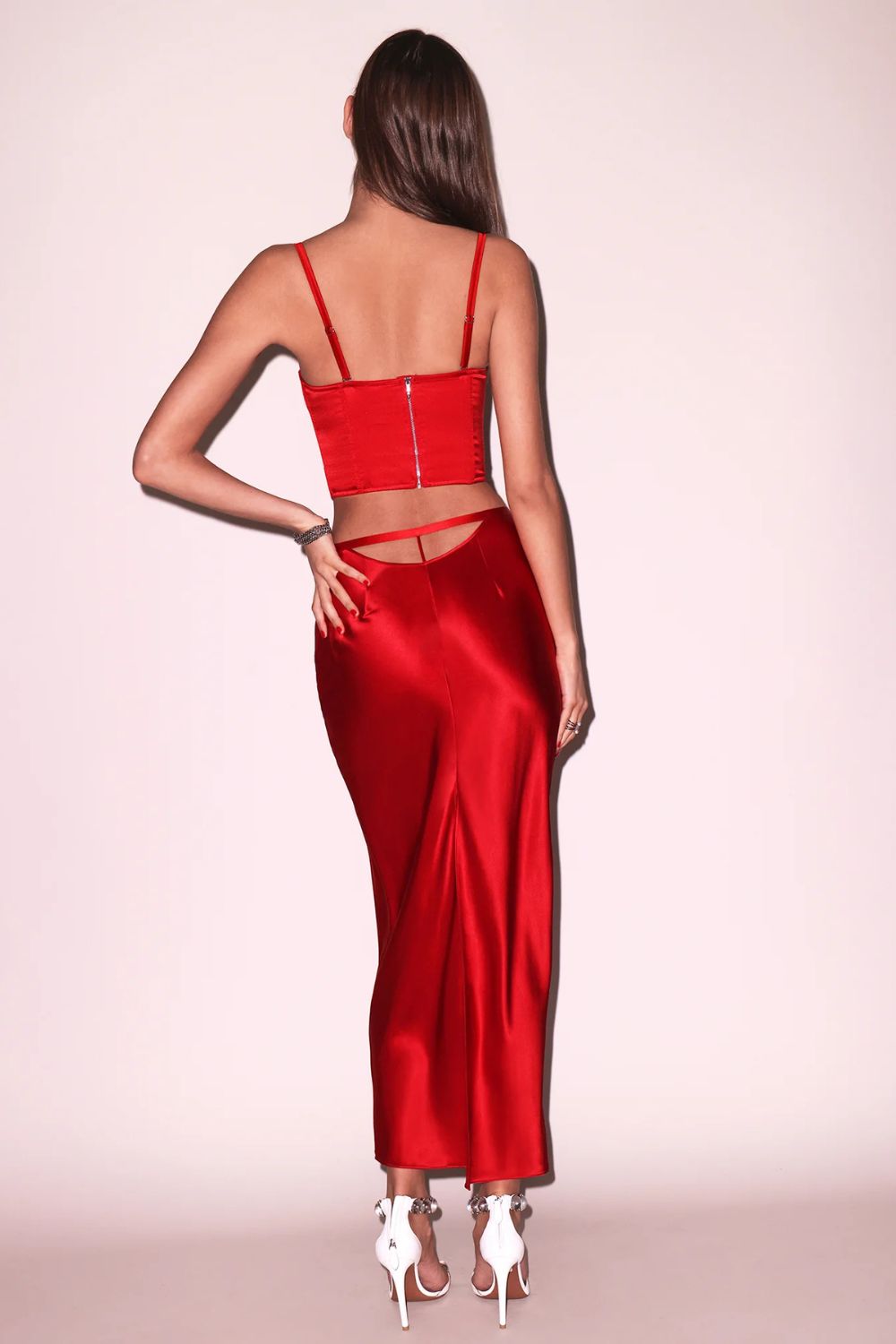 Rose Valentine Midi Skirt in Rouge