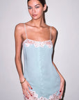 Juliet Lace Button Slip in Frosted Mint