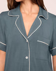 Gisele Relaxed Short PJ Set in Stone Blue/Ivory