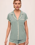 Frida Shortie PJ Set in Eucalyptus/Ivory