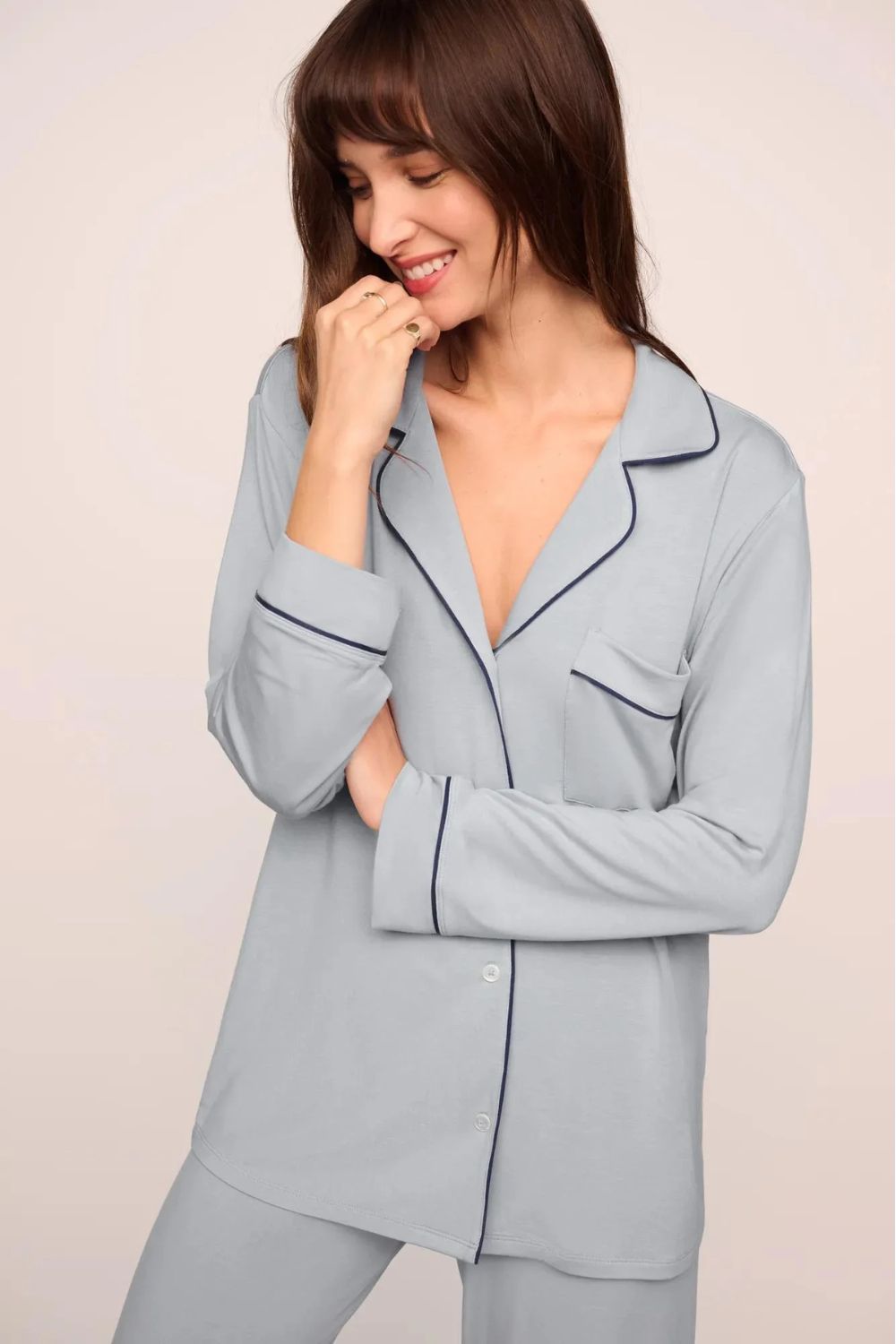 Gisele Long PJ Set in Gray Dawn/Navy