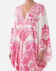 T Shape Long Kaftan in Livin La Vida Rosa