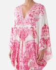 T Shape Long Kaftan in Livin La Vida Rosa