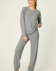 Textued Long Pajama Set in Heather Charcoal