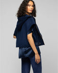 Navy Cropped Jacket with Hood