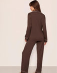 Gisele Long PJ Set in Chocolate/Ivory