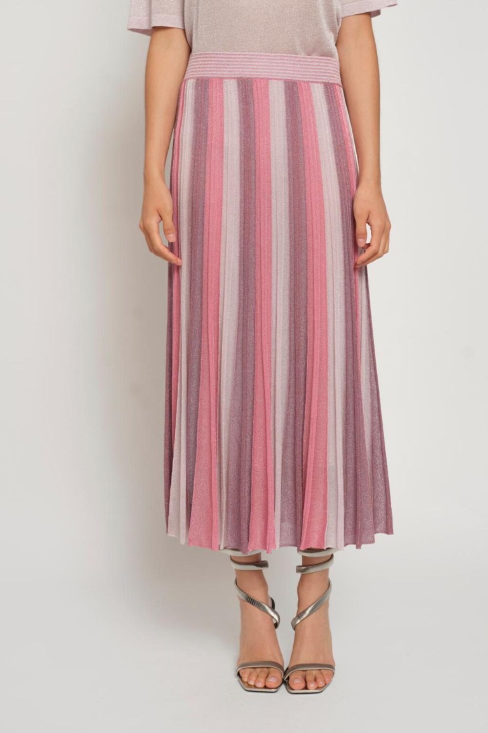 Pleated Maxi Skirt in Pink Lilac