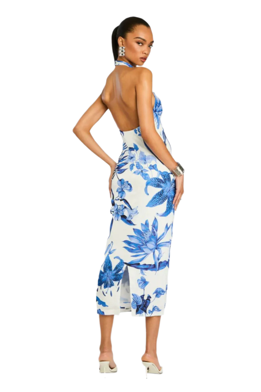 Gabi Dress in White and Blue