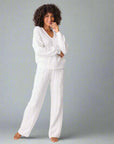 Cable Crew Long Sleeve and Pants Lounge Set In Ivory