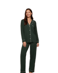 Gisele Long PJ Set in Pine/Ivory
