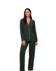 Gisele Long PJ Set in Pine/Ivory