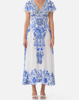 Waisted Midi Dress in Ceramic Panoramic