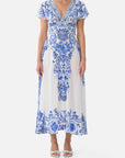 Waisted Midi Dress in Ceramic Panoramic
