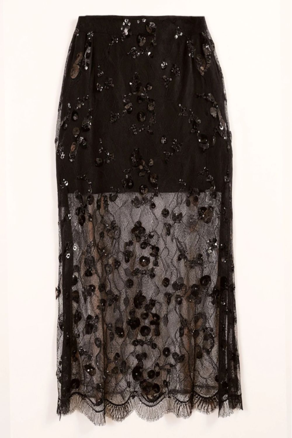 Aylin Sequin Lace Skirt in Black