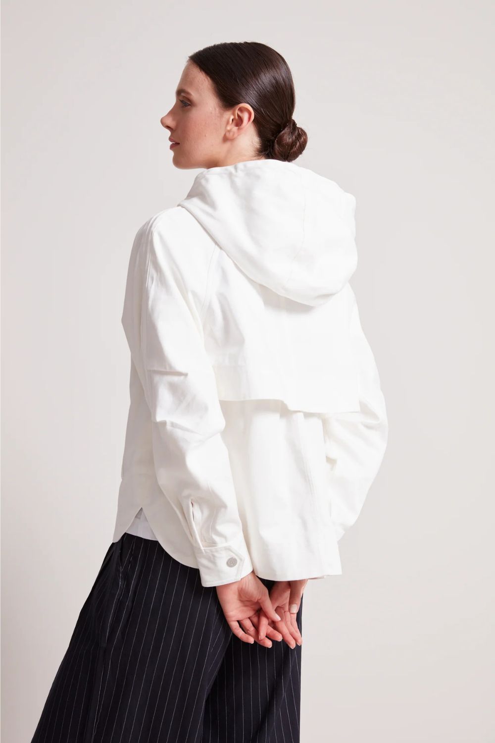 Taika Hooded Raglan Sleeve Jacket in White