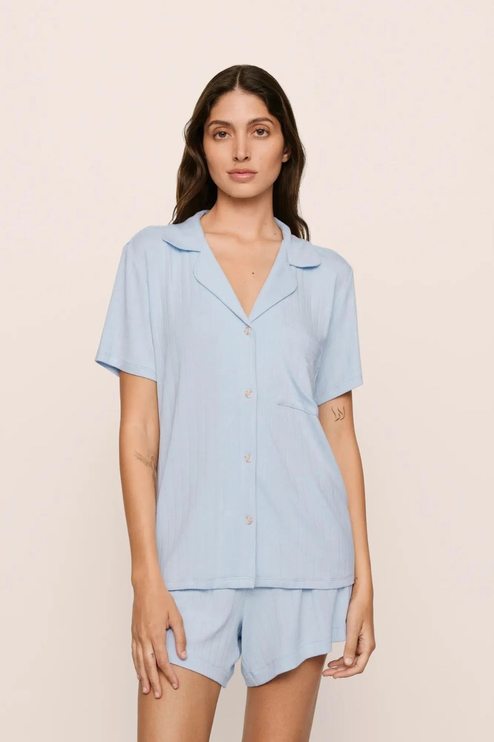 Gisele Ribbed Relaxed Short PJ Set in Nantucket Breeze