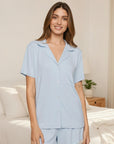 Gisele Ribbed Relaxed Short PJ Set in Nantucket Breeze