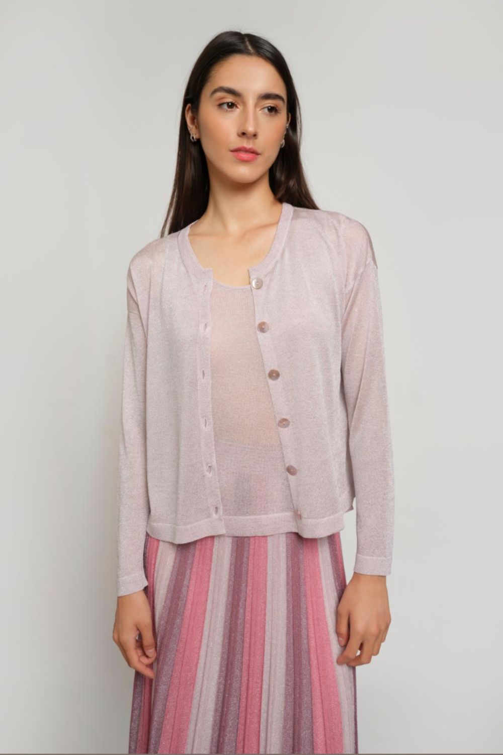 Gala Short Cardigan in Powdery Pink