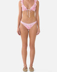Tie Front Tri Bikini in Livin La Vida Rosa