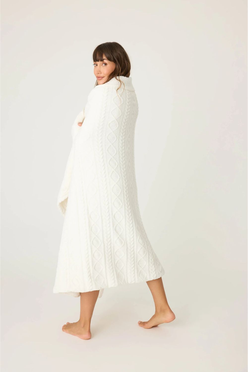 Cable Crew Blanket in Ivory