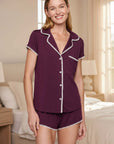 Frida Shortie PJ Set in Plum/Ivory