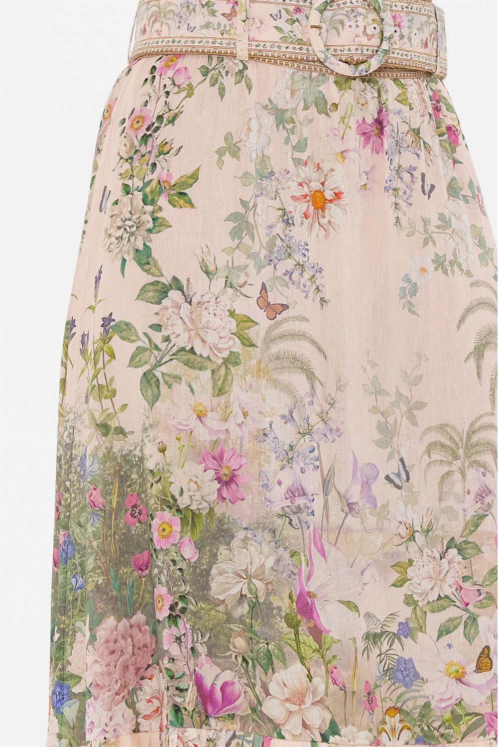 Skirt with Deep Hem and Frill and Belt