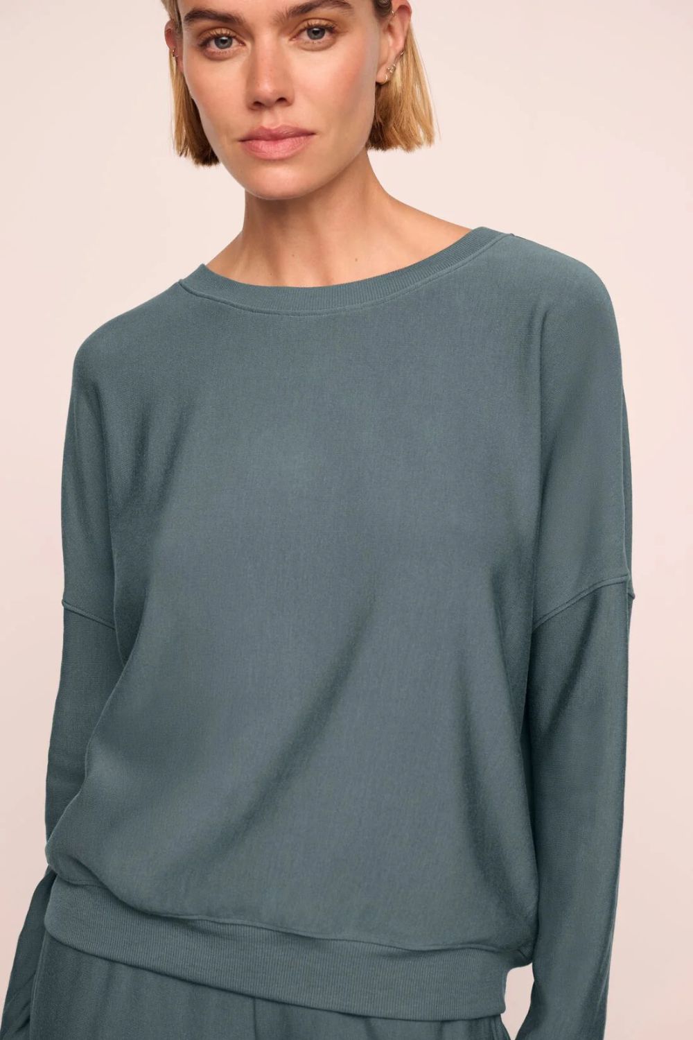 Long Sleeve Pullover and Jogger Set in Stone Blue