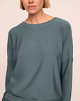 Long Sleeve Pullover and Jogger Set in Stone Blue