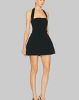 Halter Mini Bubble Dress in Black