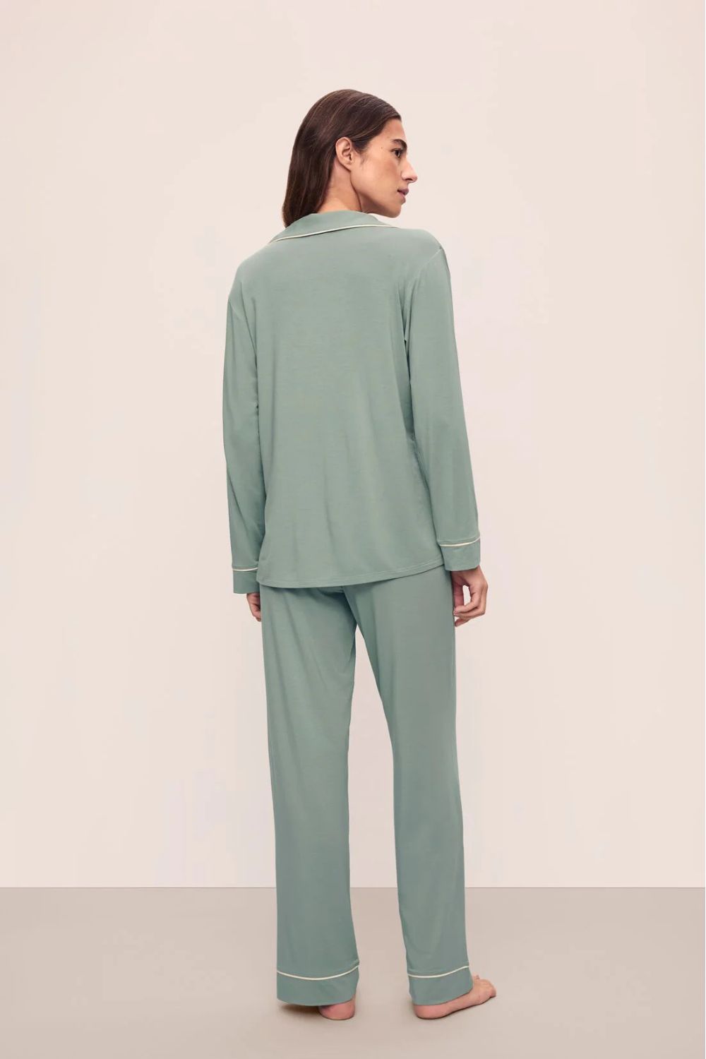 Gisele Long PJ Set in Eucalyptus/Ivory