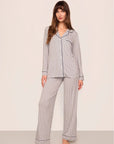 Gisele Printed Long PJ Set in Geosphere Gray Dawn/Navy