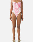 Ruched Cup Underwire One-Piece Swimsuit in Livin La Vida Rosa
