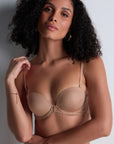 Plunging Bandeau Bra in Sand
