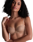 Plunging Bandeau Bra in Sand