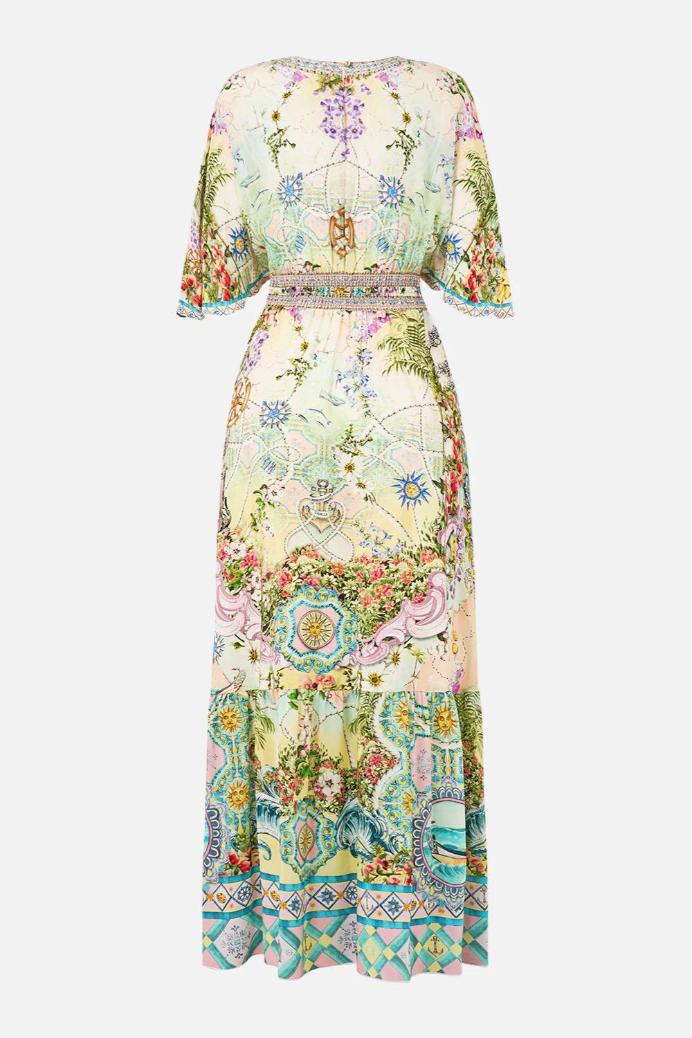 Waisted Dress with Hem Ruffle in Just Coasting