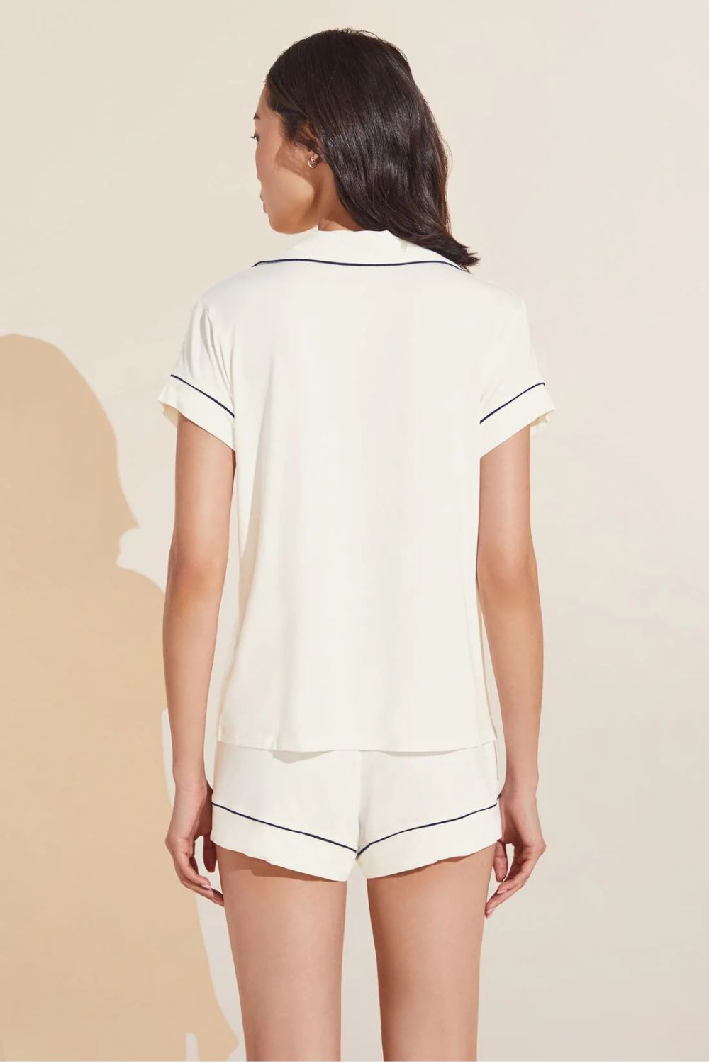 Gisele Shortie PJ Set in Pure Ivory/Navy