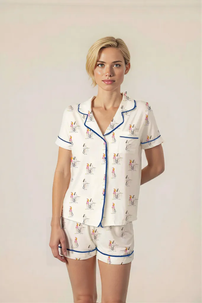 Jolene Tennis Print Short Pajama Set