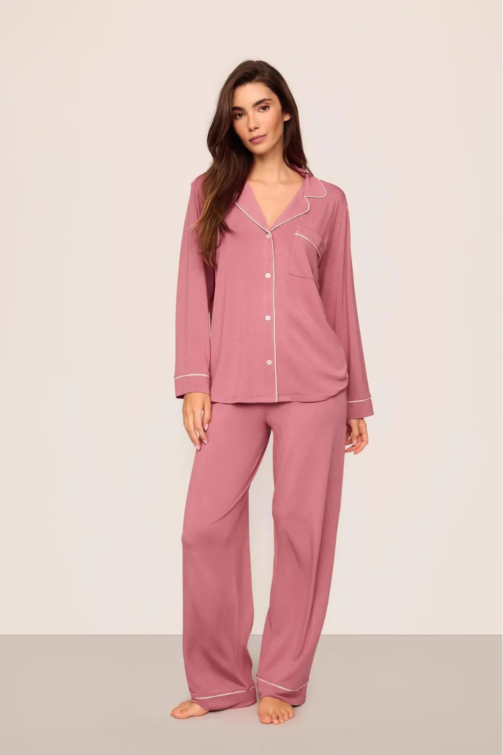 Gisele Long PJ Set in Berry Blush/Ivory