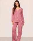 Gisele Long PJ Set in Berry Blush/Ivory