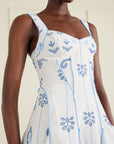 Short Arissa Dress in White & Blue