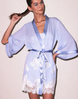 Lace Applique Robe in Cloud