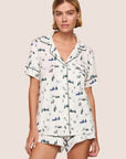 Gisele Shortie Printed PJ Set in Ski Chalet Ivory/Pine