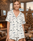 Gisele Shortie Printed PJ Set in Ski Chalet Ivory/Pine
