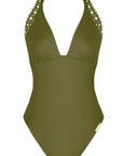 Ajourage Couture Plunging Back One-Piece in Avocado