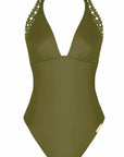 Ajourage Couture Plunging Back One-Piece in Avocado