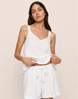 Linen Blend Cami & Short Set in Off-White