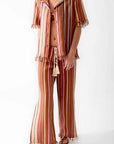 Miguelina Briar Rust Stripes Button Down Size: S, M Color: Rust Stripe at Petticoat Lane Greenwich, CT