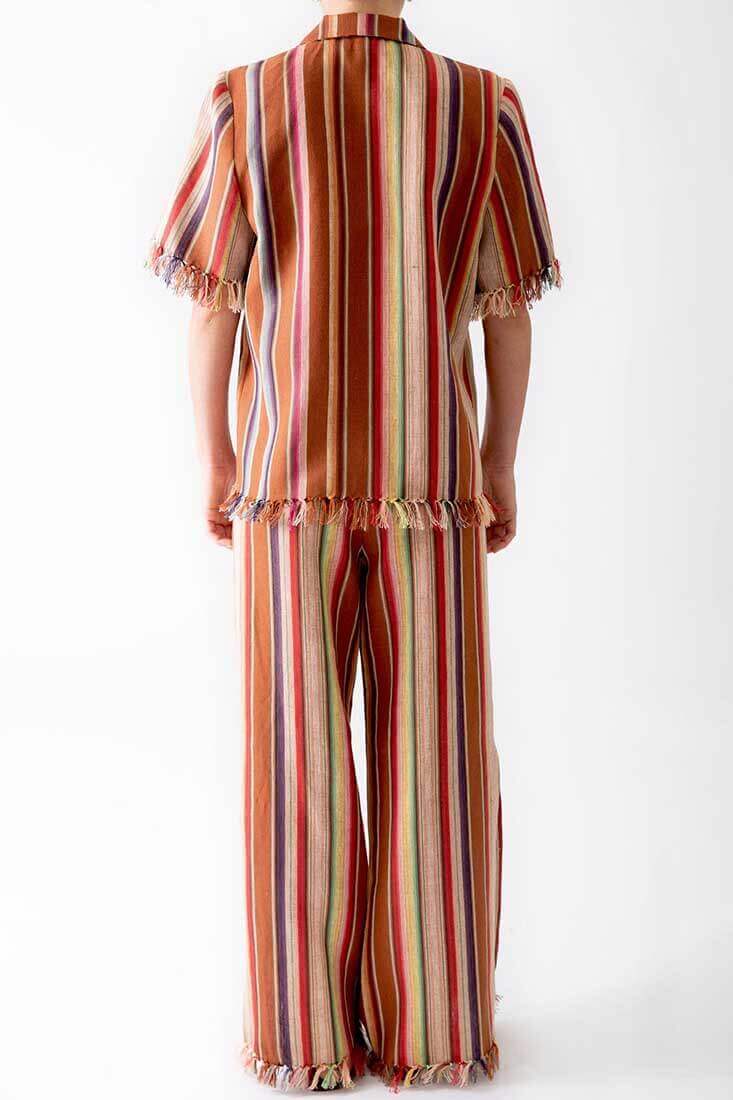 Miguelina Briar Rust Stripes Button Down Size: S, M Color: Rust Stripe at Petticoat Lane Greenwich, CT