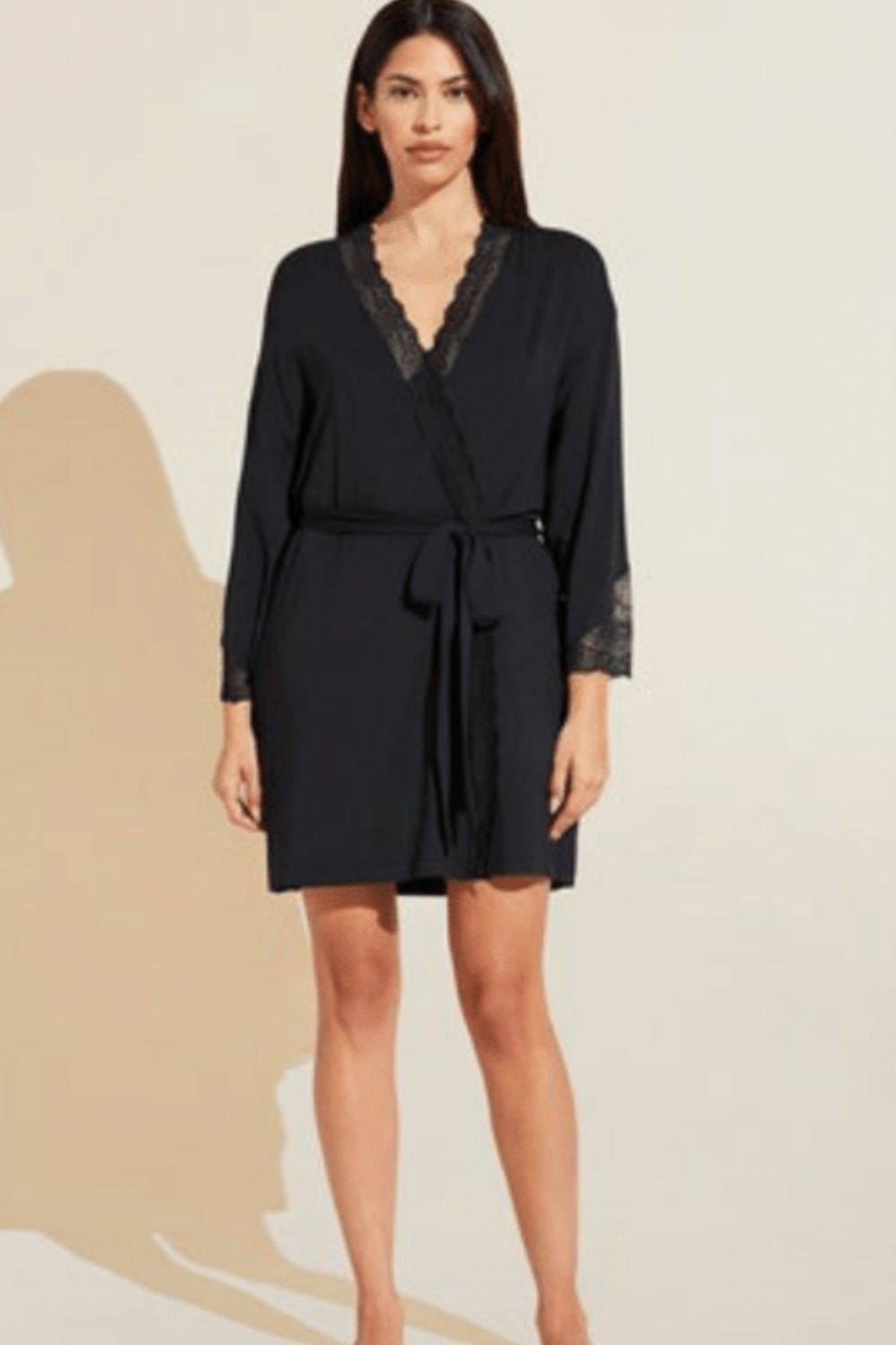 Lara Short Robe in Black