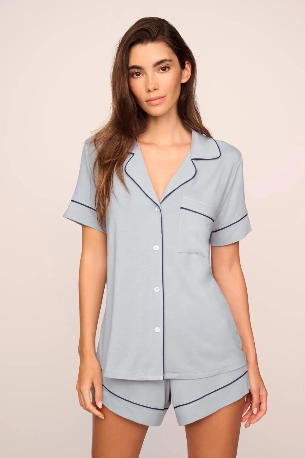 Gisele Relaxed Short PJ Set in Gray Dawn/Navy